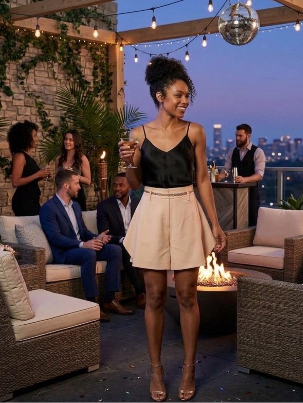 Chloe high rise skirt-shorts in champagne